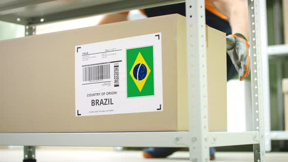 Box with Products From Brazil and Storage Employee