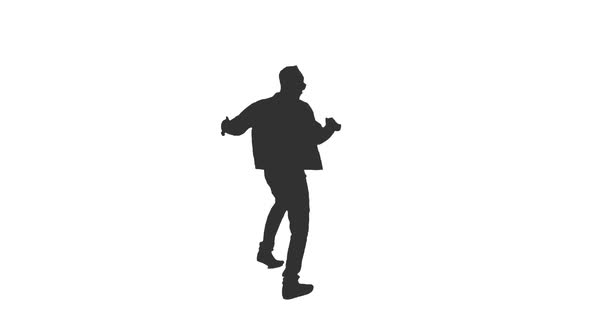 Black and White Silhouette of Dancing Young Man alt