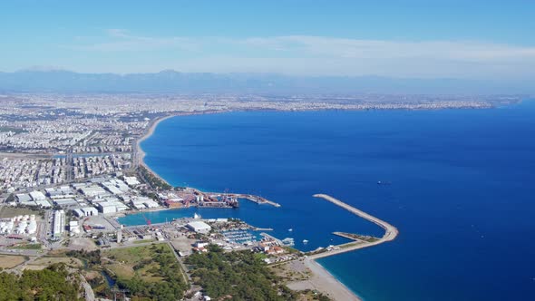 Panorama of Konyaalti Beach and Antalya City From Tunektepe Mountain Turkey