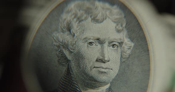 Us President Thomas Jefferson On United States 2 Dollar Bill Rotating