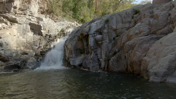 Scenic View Of A Small Waterfall In Yelapa Mountain Hike Near Cabo Corrientes, Jalisco, Mexico. Medi