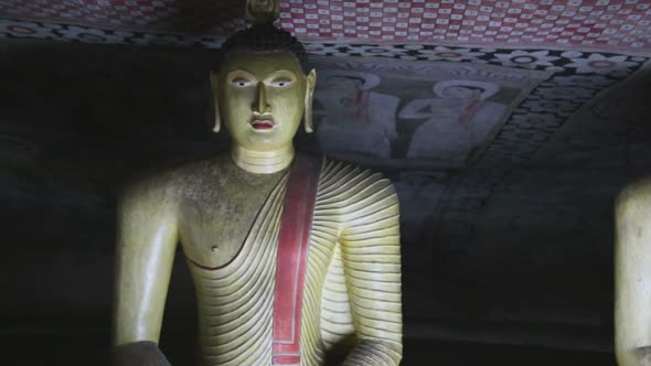 DAMBULLA, SRI LANKA - FEBRUARY 2014: Sitting Buddha at the Golden Temple of Dambulla. The Golden Tem