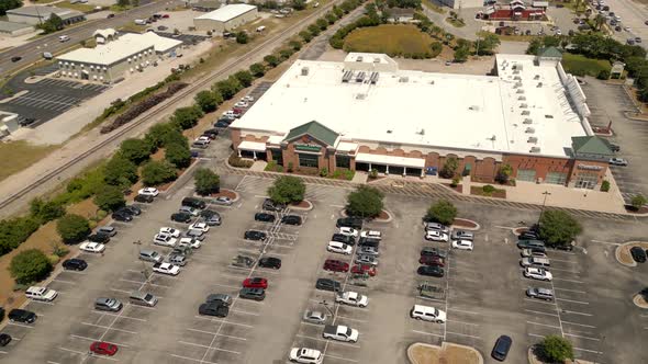 Aerial Pull Out Reveal Harris Teeter Supermarket In Morehead City North Carolina Usa
