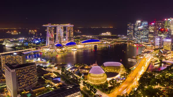 aerial view hyperlapse 4k video of Singapore City Skyline.