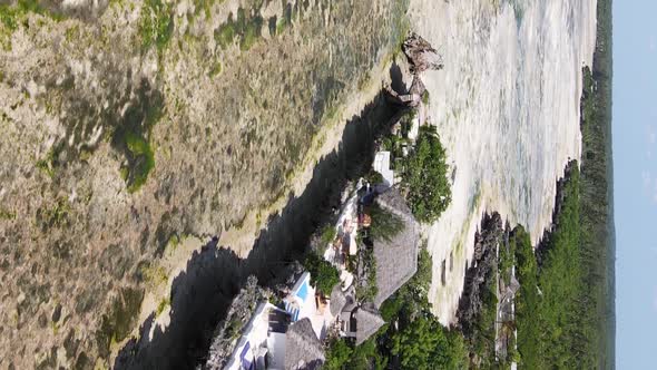 Zanzibar Tanzania  Vertical Video of Low Tide in the Ocean Near the Coast Slow Motion