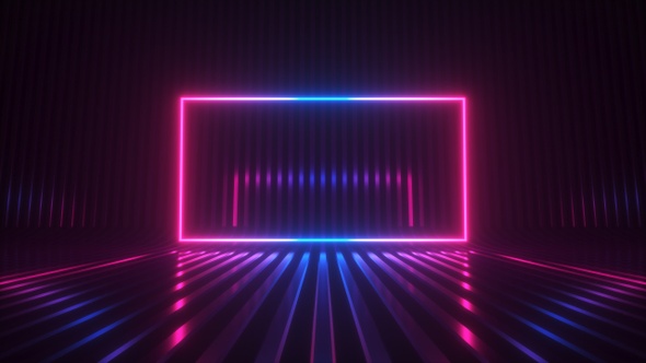 Neon Frame On A Reflective Strings