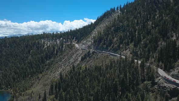 Drone footage of an area where a rock slide occurred. This footage was captured in South Lake Tahoe