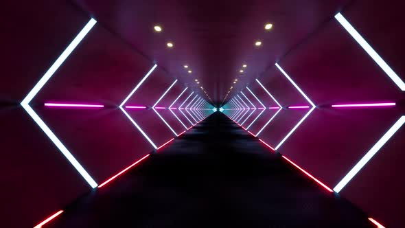 Tunnel with Bright Neon Lights 3d alt