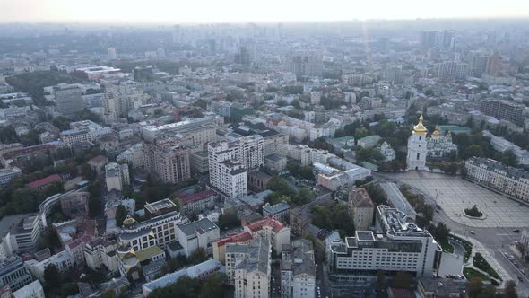 Cityscape of Kyiv, Ukraine. Aerial View, Slow Motion