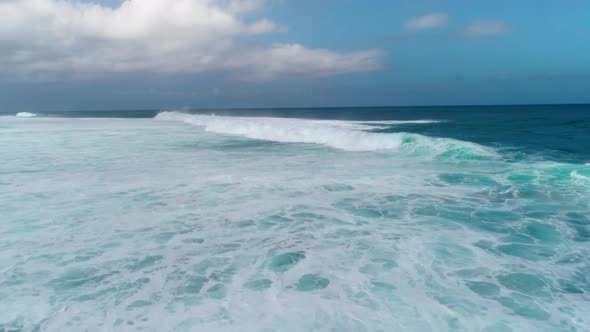 Flying Over The Beautiful And Powerful Waves Of The Ocean