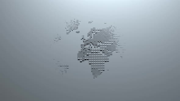 Loop animation. the appearance of a world map on a uniform background with a ripple effect