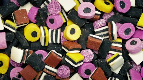 Mixed Licorice Candies Rotating