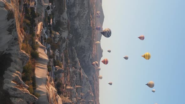 Balloons in Cappadocia Vertical Video Slow Motion