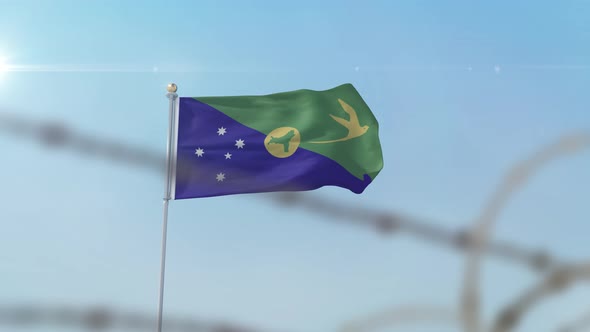 Christmas Island  Flag Behind Border