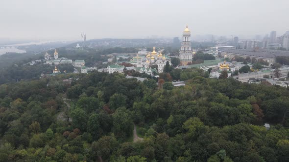 Kyiv, Ukraine Aerial View in Autumn : Kyiv-Pechersk Lavra. Kiev