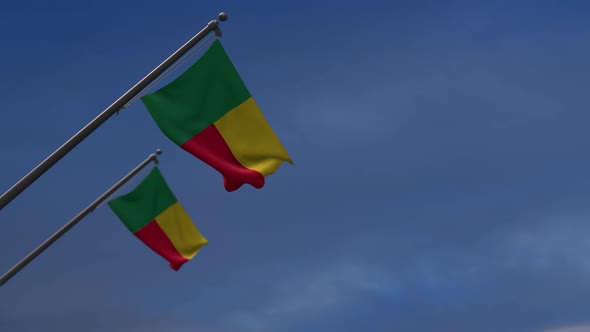 Benin Flags In The Blue Sky - 2K