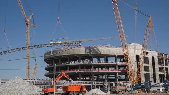 Lifting of Details and Digging Ground at Construction Site