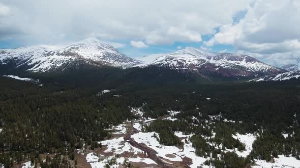 Magnificent aerial view of Mount Dana and Mount Gibbs at Yosemite, California, USA