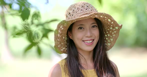 Woman smile to camera