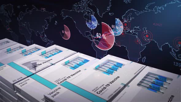 Covid Vaccine statistics charts loopable seamless animation