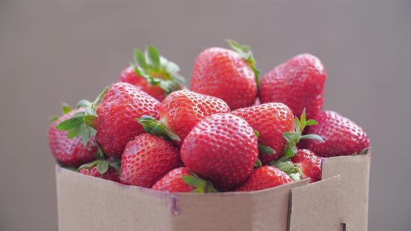 Harvest Of Ripe Red Strawberries Rotation Closeup