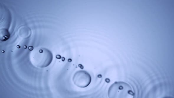 Extreme close-up water drops rippling, Slow Motion