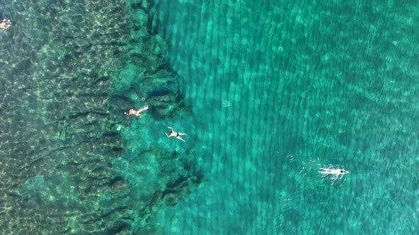 People swimming in the sea aerial view Turkey Alanya 4 K