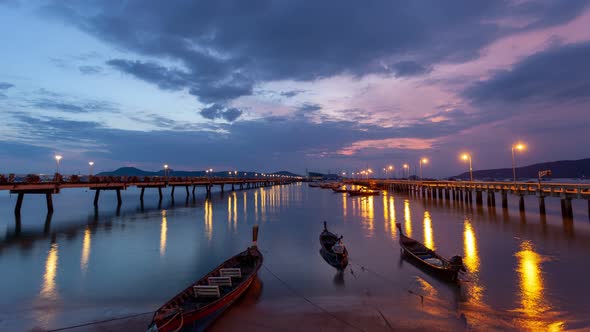 Time Lapse Sweet Sunrise At Chalong Pier.