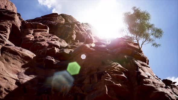 Grand Canyon Stone Cliff With Sunshine 4K