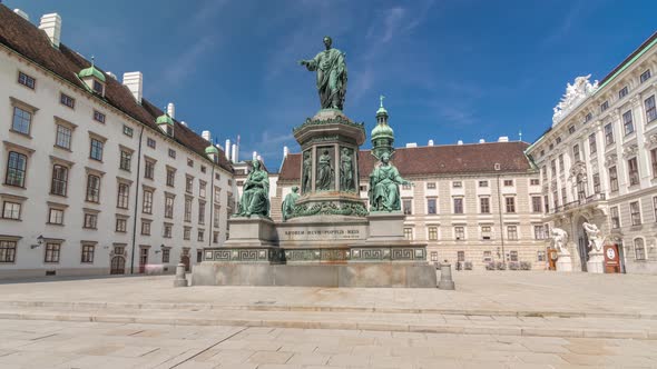 Statue of Kaiser Franz Joseph I Timelapse Hyperlapse at the Hofburg Palace in Vienna