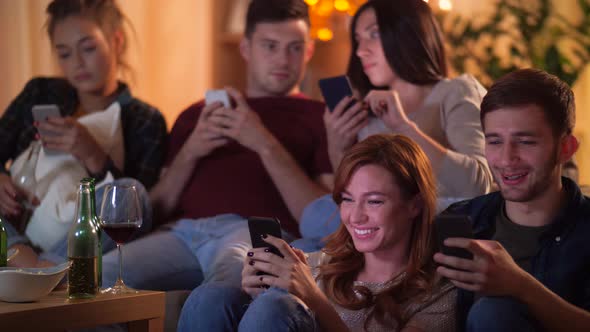Friends with Smartphone Watching Tv at Home 80
