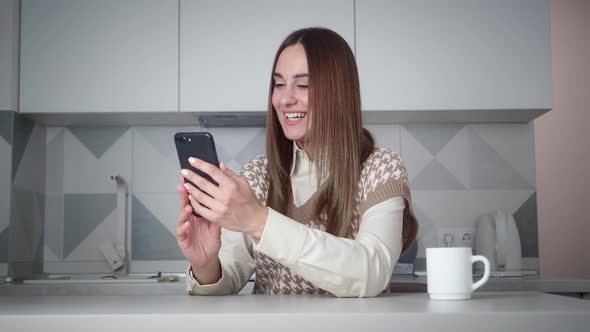 Online Conference From Home on Kitchen Background