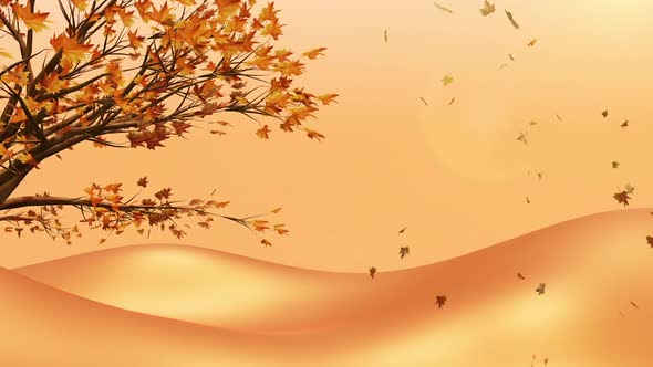 Background One Tree Autumn Leaves 3D Pack