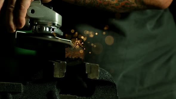 Sparks with angle grinder in ultra slow motion 1500fps - ANGLE GRINDER PHANTOM 