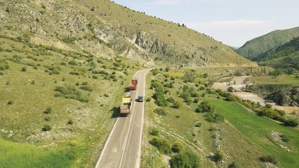 Top View of a Passenger Car That is Driving on a Mountain Road in Turkey