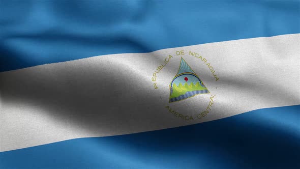 Nicaragua Flag Seamless Closeup Waving Animation