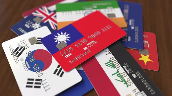 Emphasized Bank Card with Flag of Taiwan