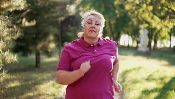 Fat Woman Runs at the Park