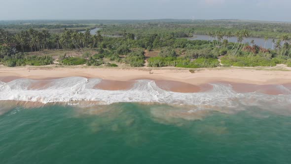 Kahanda Modara beach by drone in Sri Lanka. A savage place with just.a few small resort.