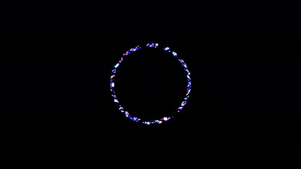 animated circle shape of colorful flashing lights, on black background