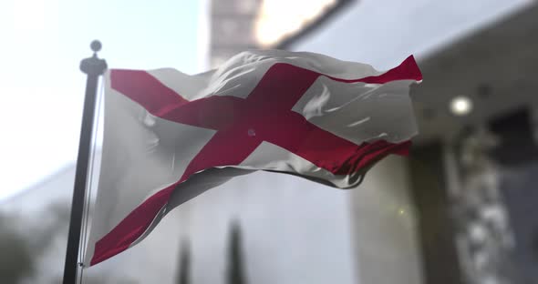 Alabama state flag waving