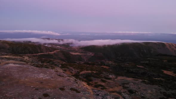 Clouds over Mountain Peak. Serra da Estrela, Portugal.