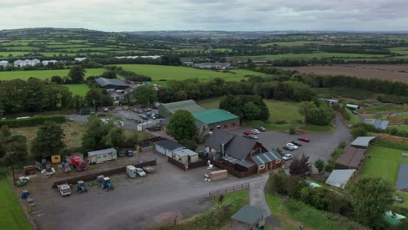 Aerial drone view of Irish countryside