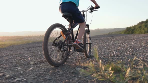 Black Mountain Bike on Which the Guy Rides for a Walk