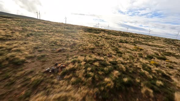 FPV Racing Drone Flying Over an Open Field on Madeira Portugal