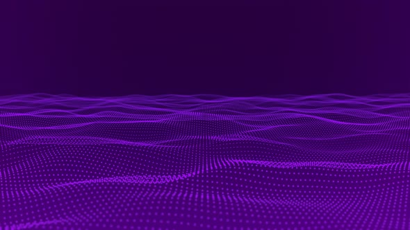 Purple color abstract particle wave background animated