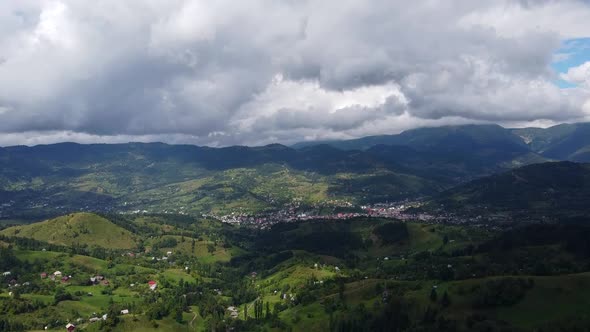 Beautiful Hills Aerial View Landscape In Maramures, Romania