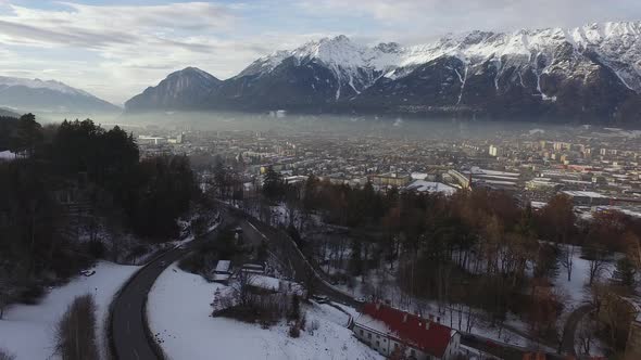 Aerial view of a road in Innsbruck