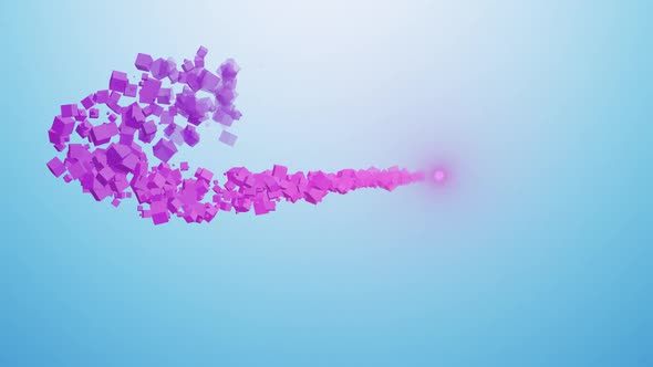 Animation of multiple pink particles forming fast moving shooting star