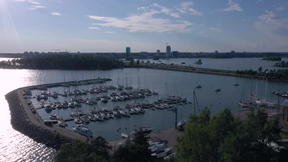 The White Boats Docking on the Port of Baltic Sea in Helsinki Finland